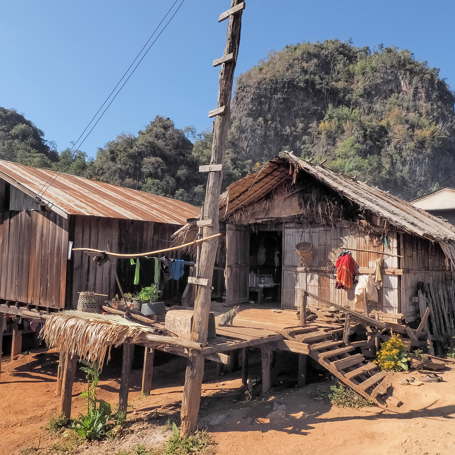 Thaton Lahu Bambushytte I Landsby 1220049541