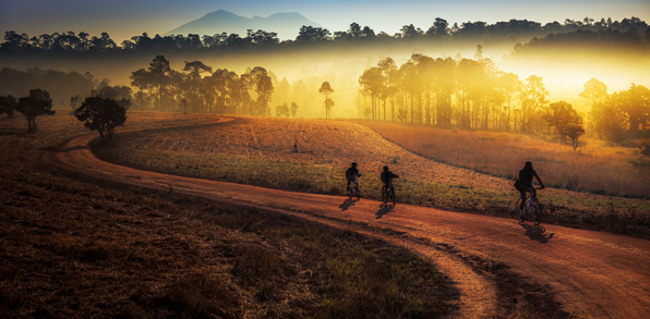 Thaton Fang Dalen Cykling Solnedgang