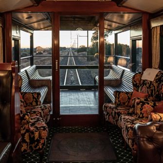 Sydafrika Rovos Rail Observation Car Solopgang