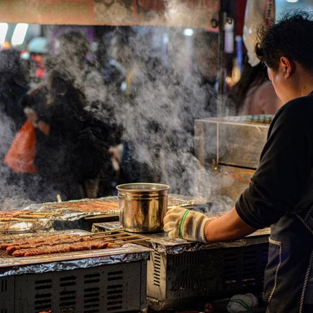 Sydkorea Seoul Myeong Dong Nattemarked Streetfood