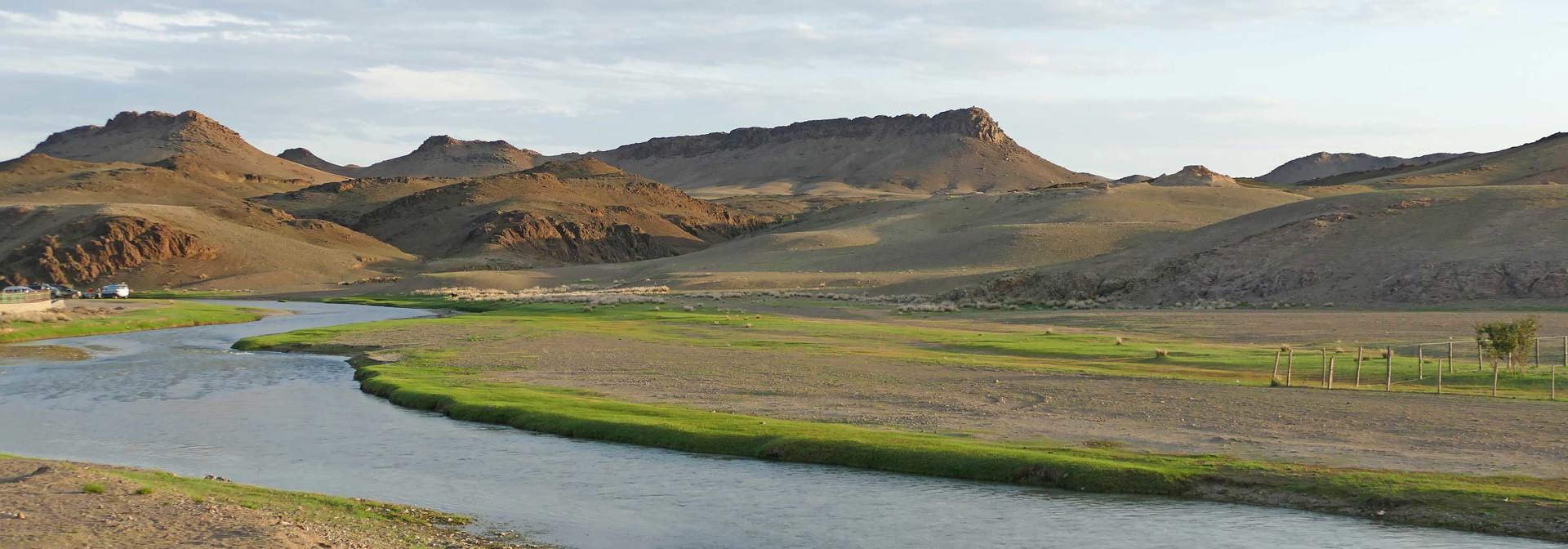 River And Landscape Near Gobi