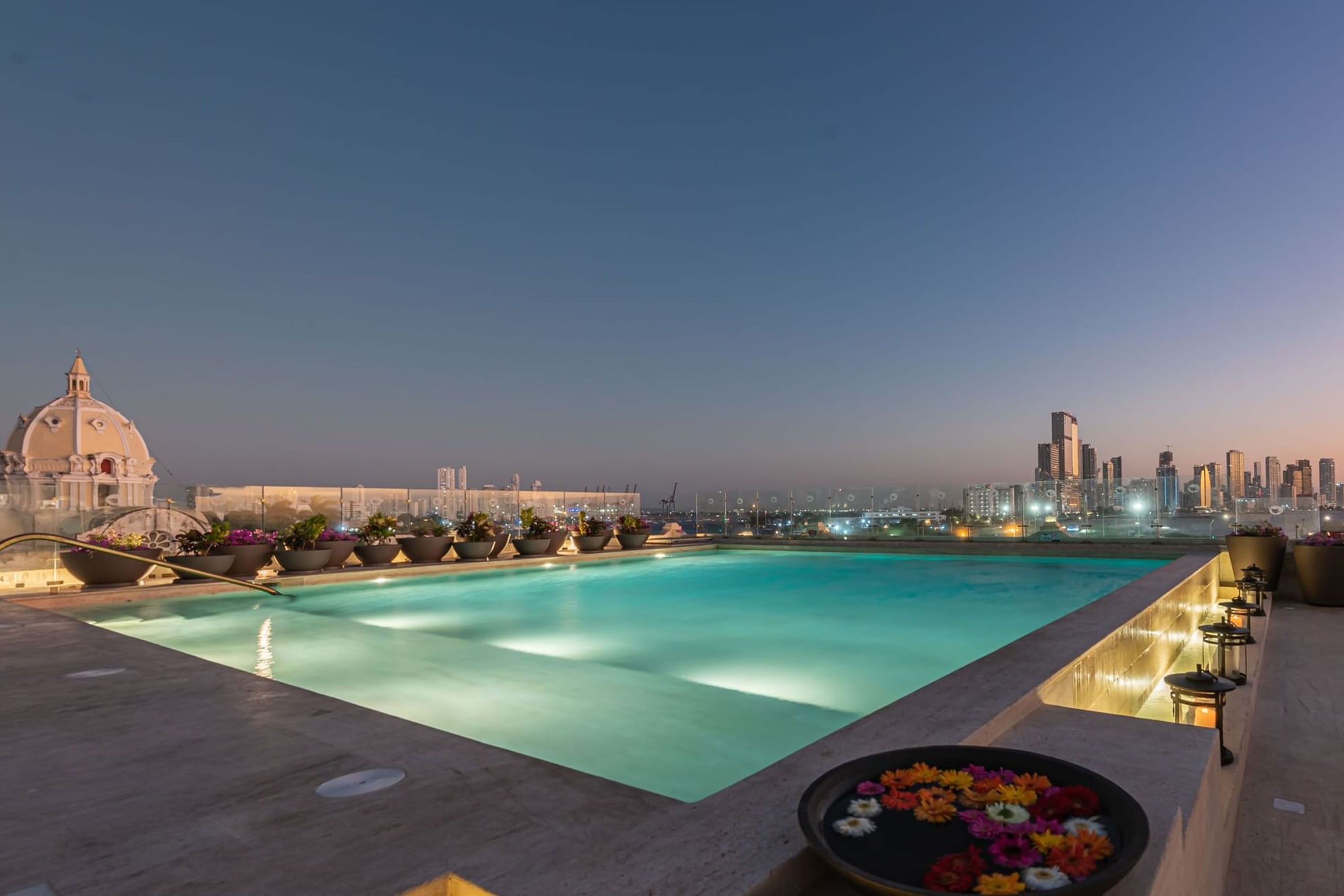 Charleston Santa Teresa Rooftop Pool Night