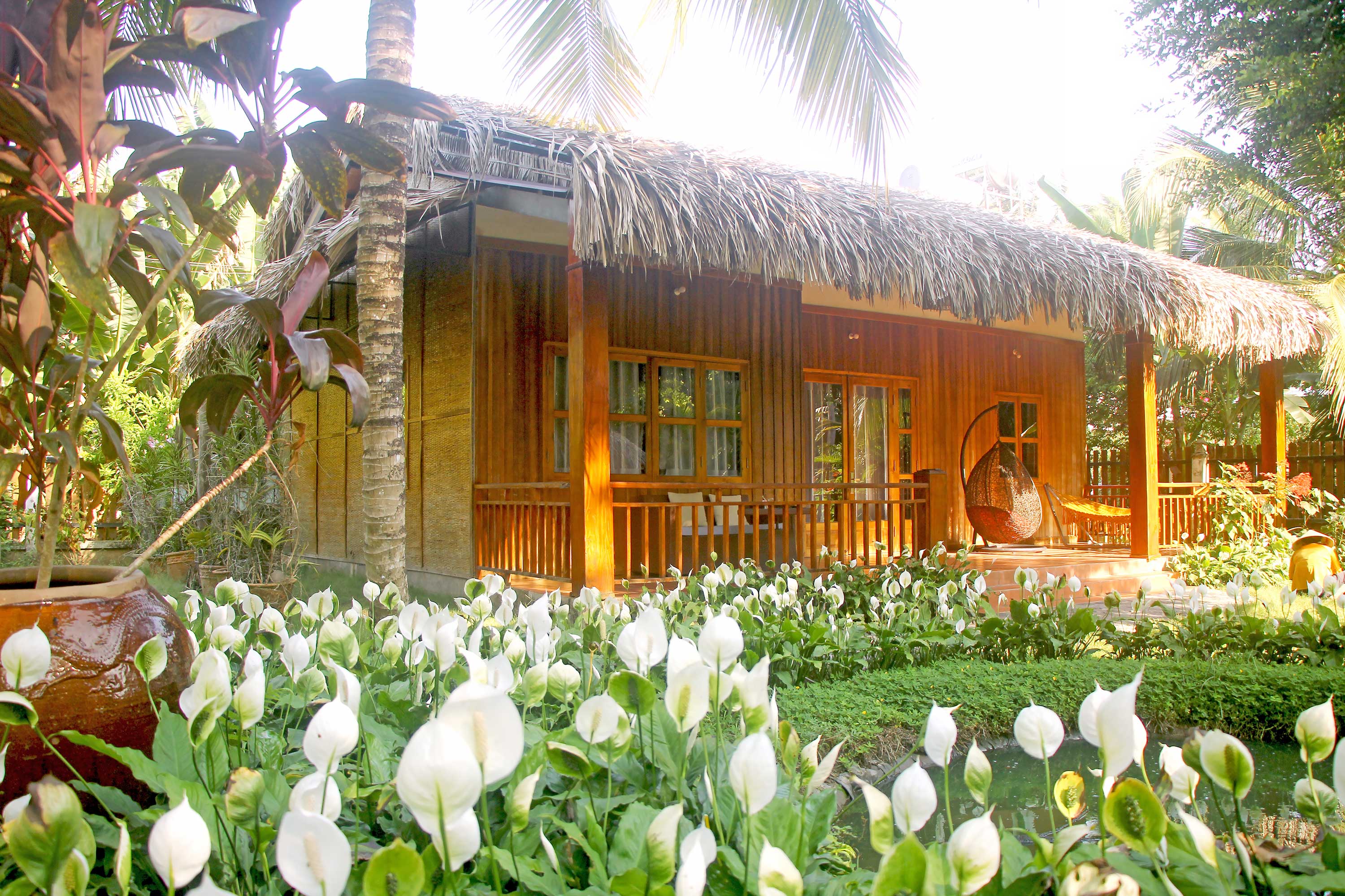 Bungalow Exterior White Flowers