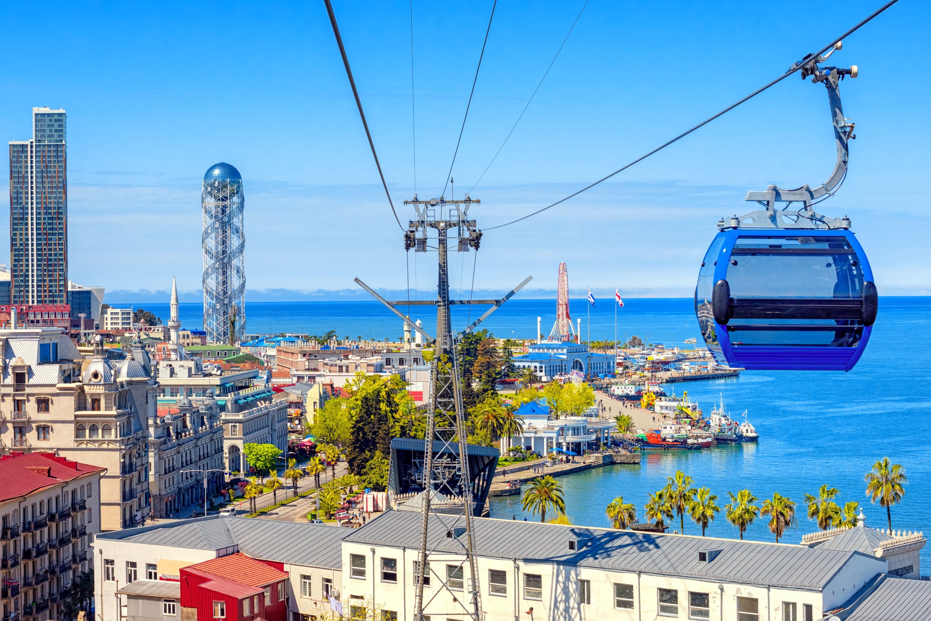 Georgia Batumi Panoramic View Of The Old Town Skyline And Port From Cable Car
