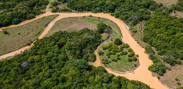 Colombia Casanare Hato La Aurora Aerial View Winding River