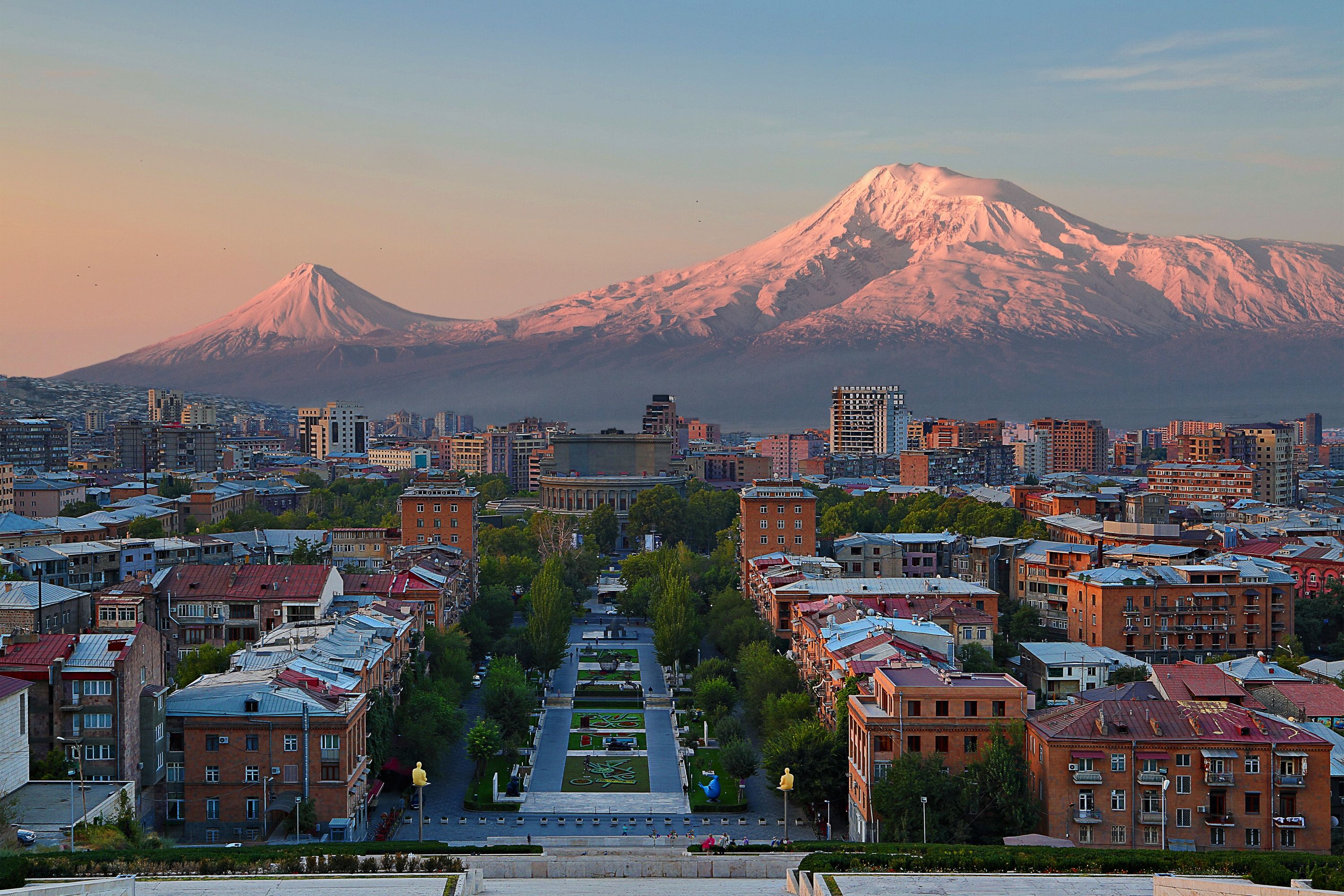 Armenia Yerevan Capital With Mount Ararat In Background Sunrise