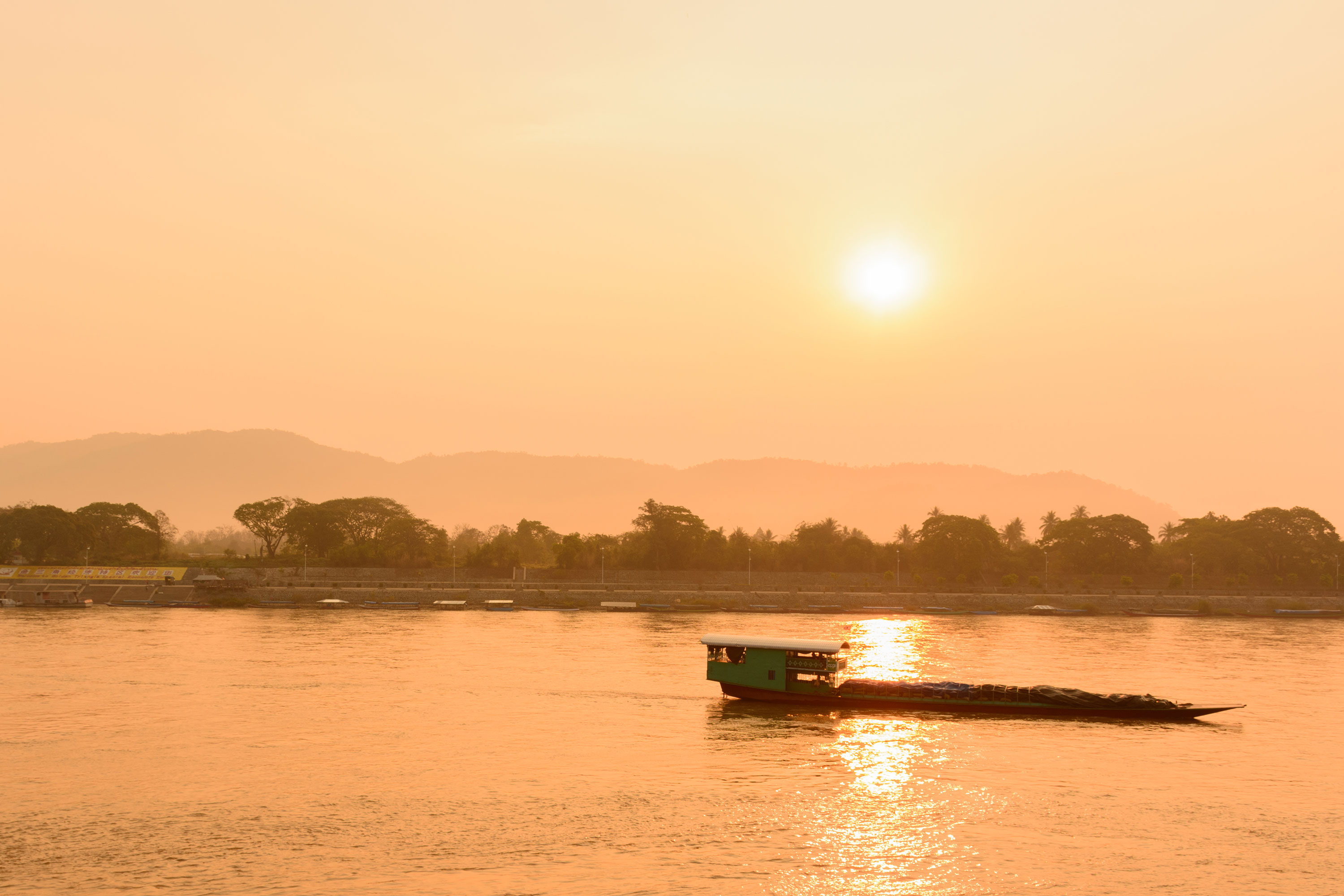 Chiang Khong Mekong Floden Solnedgang 01