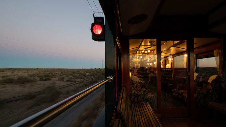 Sydafrika Rovos Rail Observation Car Solnedgang