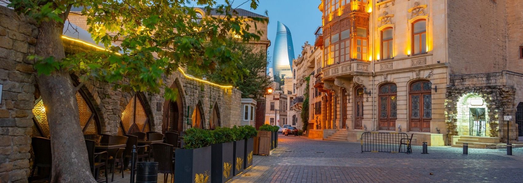 Azerbaijan Baku Old Town Flame Towers Background 2