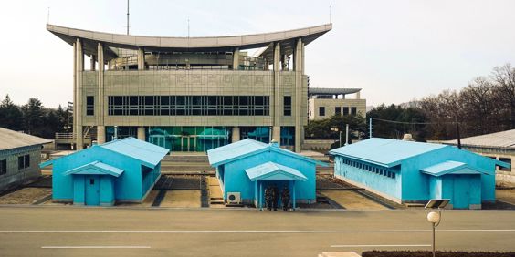 Sydkorea DMZ Demilitarized Zone View From Pyongyang In North Korea Facing South Korea