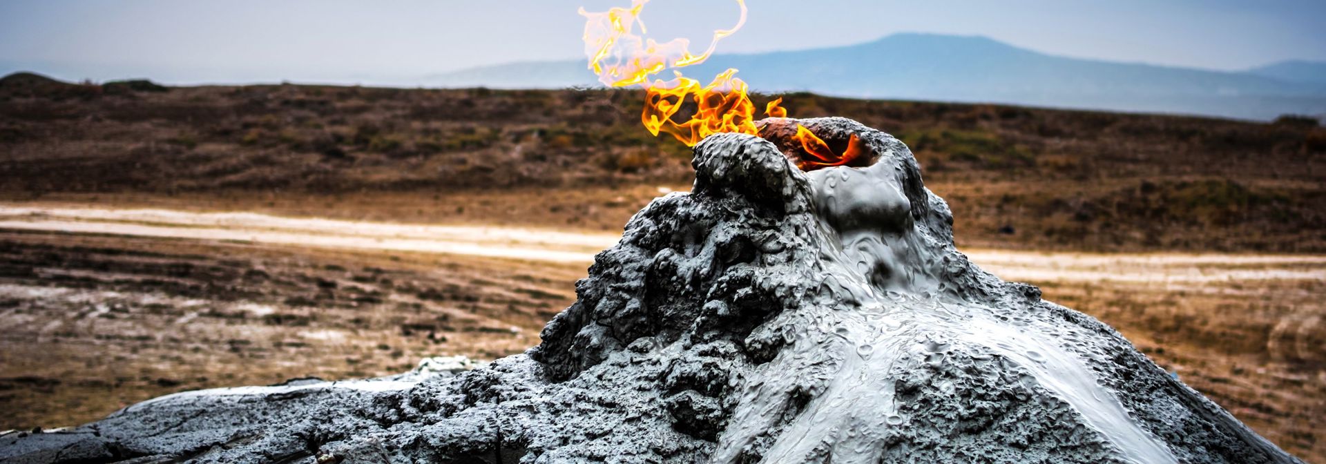 Azerbaijan Gobustan Burning Gas In Mud Volcano
